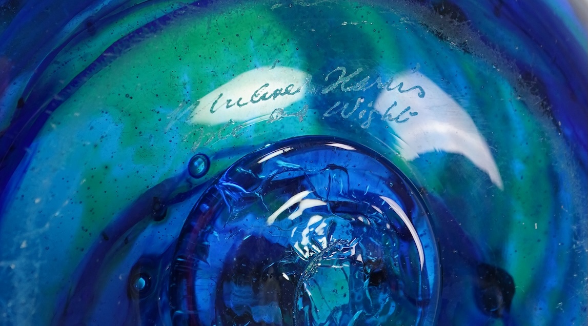 Michael Harris (1933-1994) for Isle of Wight Glass Studio: A blue glass vase